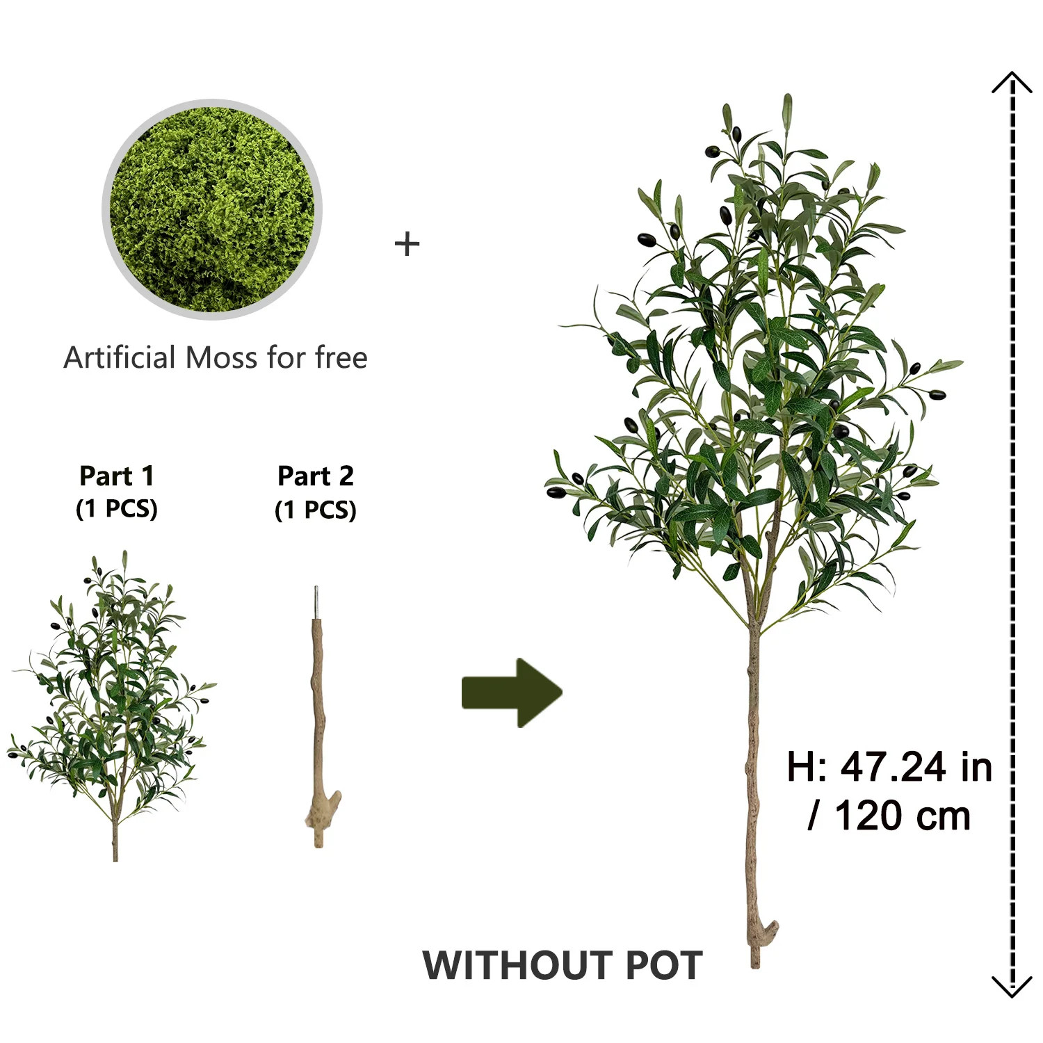 120-180cm Artificial Olive Tree Branch Without Pot Modern Minimalist Fake Plant