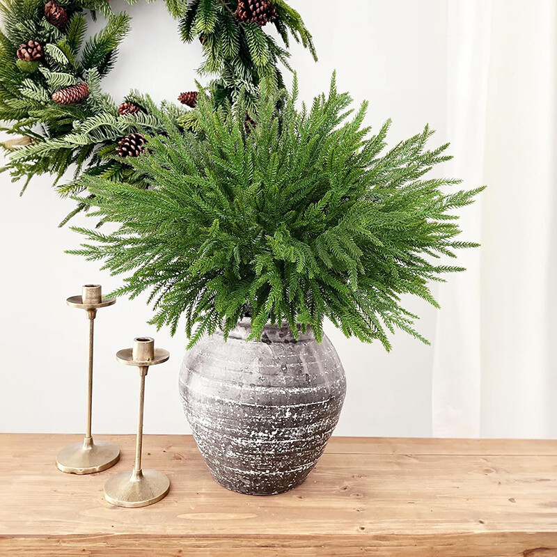 8Pcs Artificial Norfolk Pine Branches for Christmas Wreath Garland DIY 13.38in