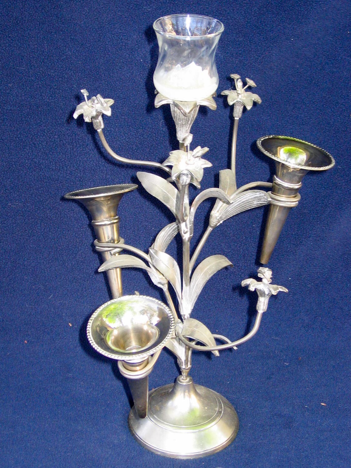 Three-vase Epergne, 3 colors of silver metallic finish
