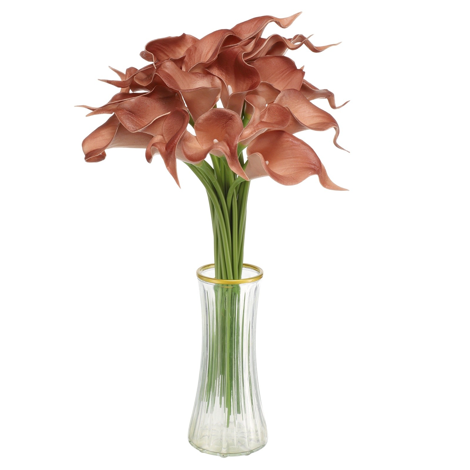 20pcs Artificial Calla Lily Fake Silk Flowers for Home Decor, Grey Purple