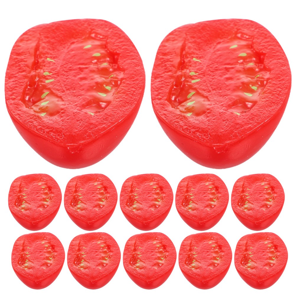 12Pcs Reusable Artificial Cherry Tomato Models Red PVC for Kitchen Display Decor