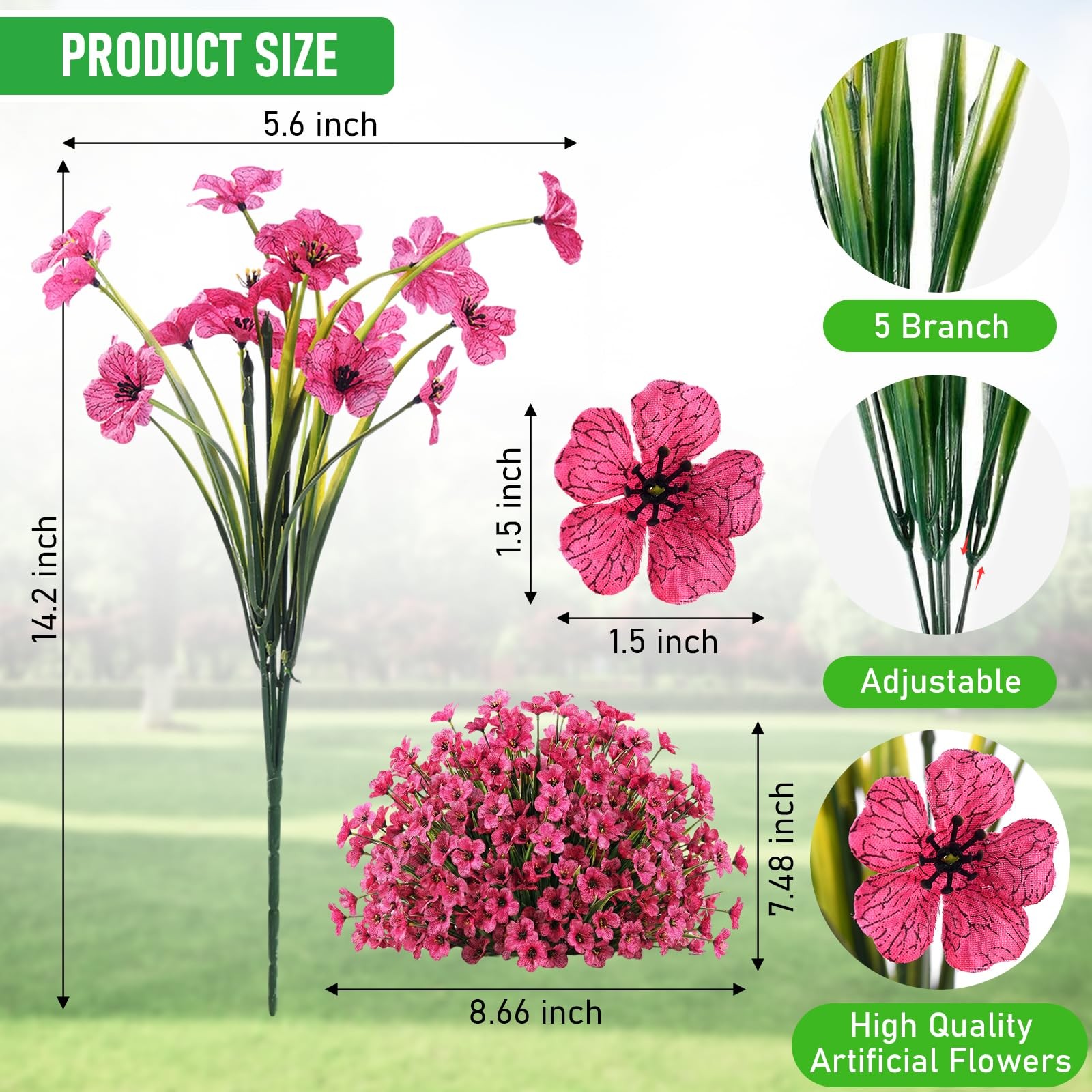 22 Pack Artificial Flowers for Outdoor Indoor Fake Plants, Faux Silk Flowers …