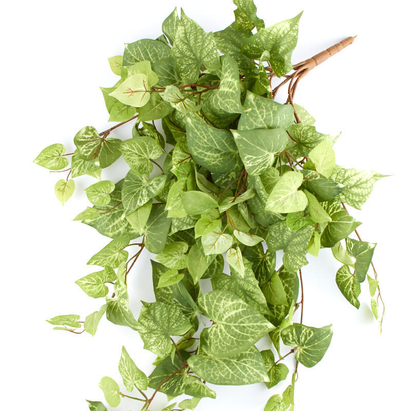 28″ Light Green Artificial Potato Leaf Hanging Bush