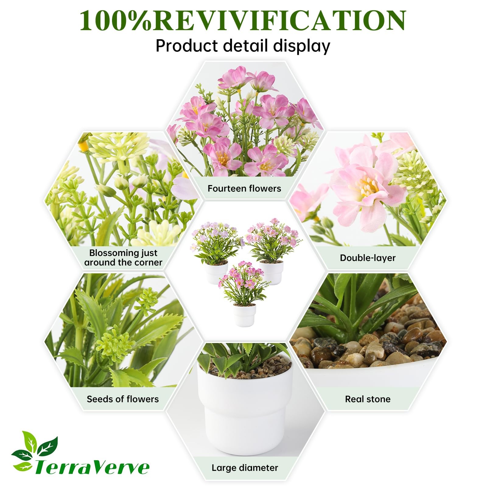 3-Piece Artificial Table Plant ， Lifelike Indoor Plants for Home, Office, Bed…