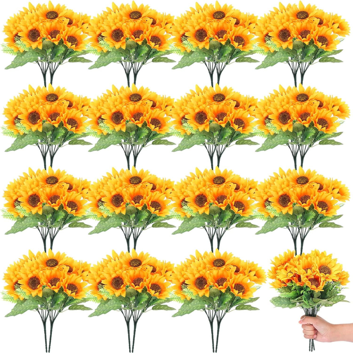 30 Bunches Artificial Sunflower Bouquets for Wedding & Home Decor, 11.8″ High