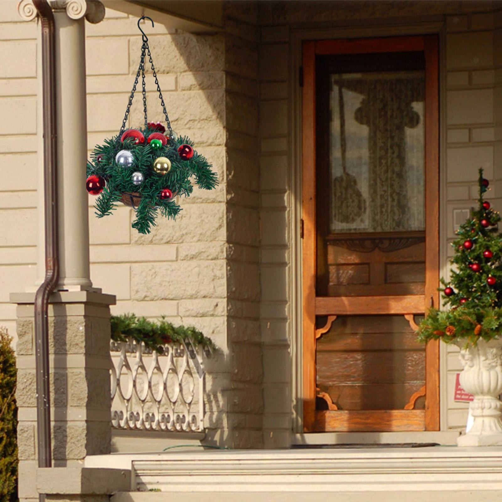 Christmas Hanging Basket Wreath Xmas Decoration Front Door Wreath