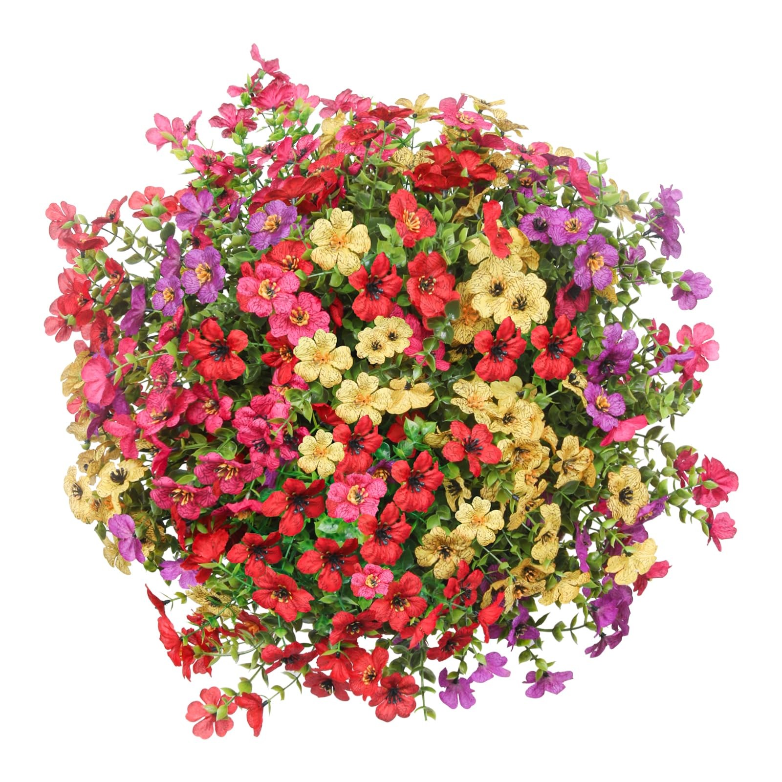 Artificial Hanging Faux Flowers Basket, Fake Silk Daisy Eucalyptus Plants Arr…