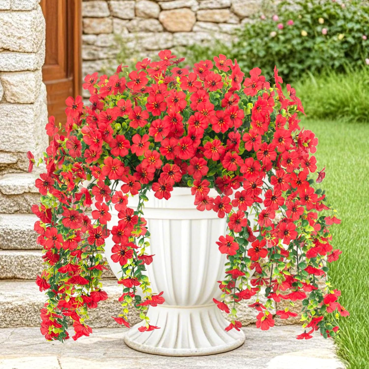 Fake Artificial Hanging Flowers for Outdoor Spring Decor 2PCS Faux Silk Flowers