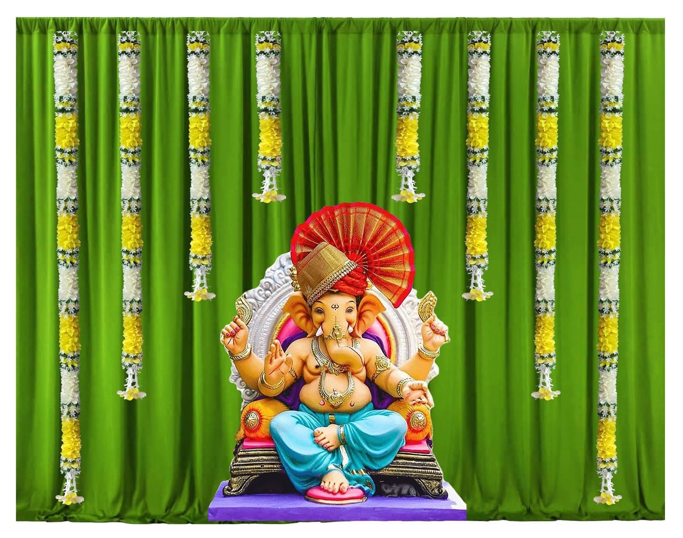 Backdrops Garland for Home Curtain Decoration Diwali Set of 8 Yellow