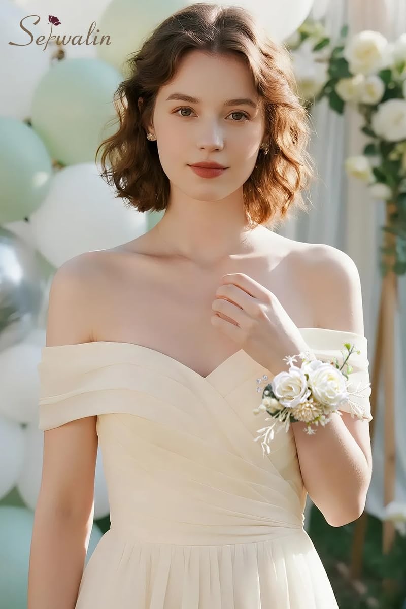 2 PCS White Wrist Corsage Wedding Wristlet Bridesmaid Artificial Flowers