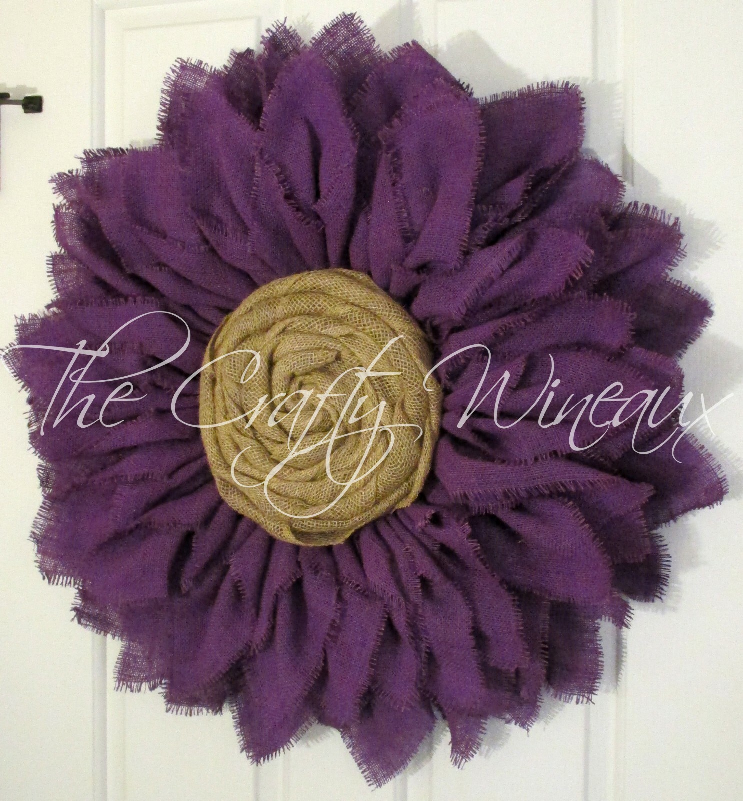 The Crafty Wineaux – Extra Thick 25″ Purple Burlap Sunflower Wreath