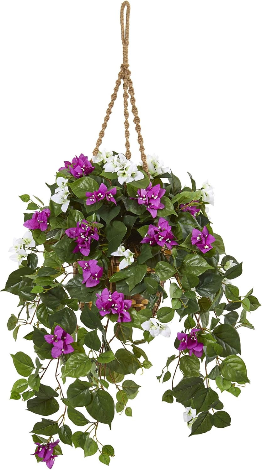 30″ Bougainvillea Artificial Hanging Basket – Vibrant Mixed Colors