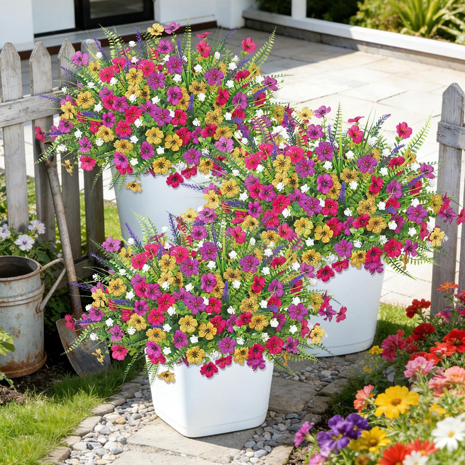 Artificial Flowers for Outdoors 12 Bundles UV Resistant Faux Flowers Silk Dai…