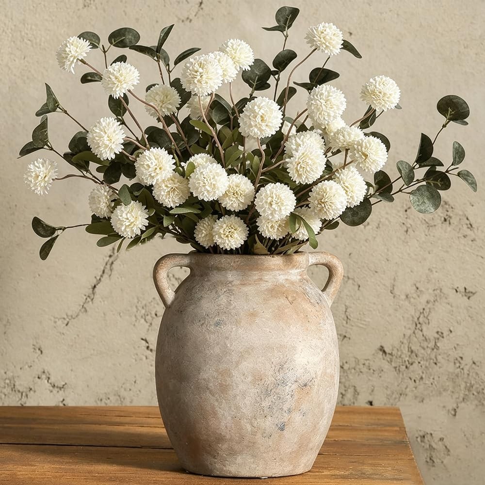 10pcs Long Stem Artificial Flowers with Eucalyptus for Vase,20″ Tall Fake Sil…