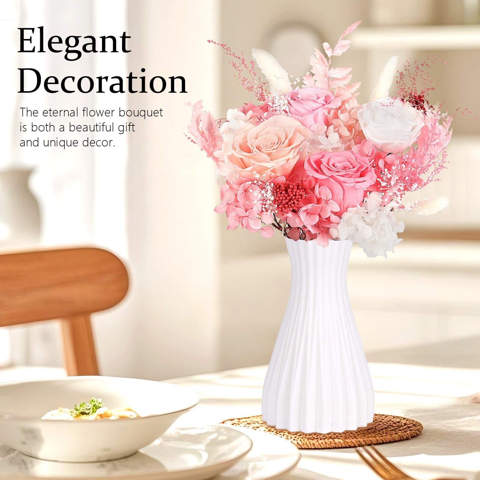 Preserved Flowers Bouquet 4 Roses – Pink Roses & Flowers for Delivery, Long-L…