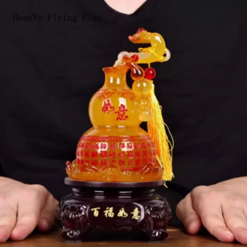 Chinese Creative Ruyi Jade Gourd Decoration Decor Housewarming Gift Artificial