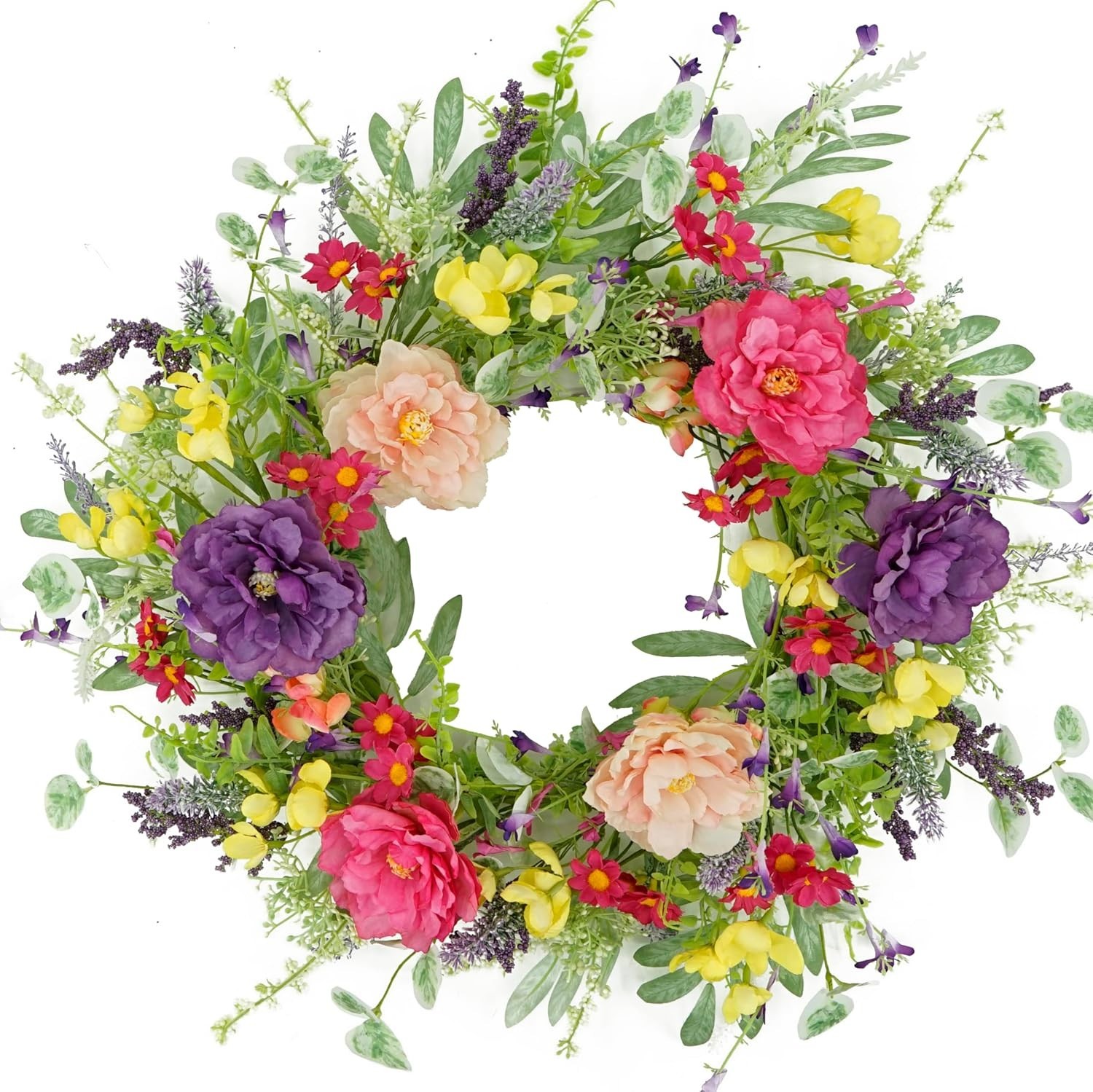 Romantic Artificial Peony & Lavender Wreath for Spring Festivals & Homes