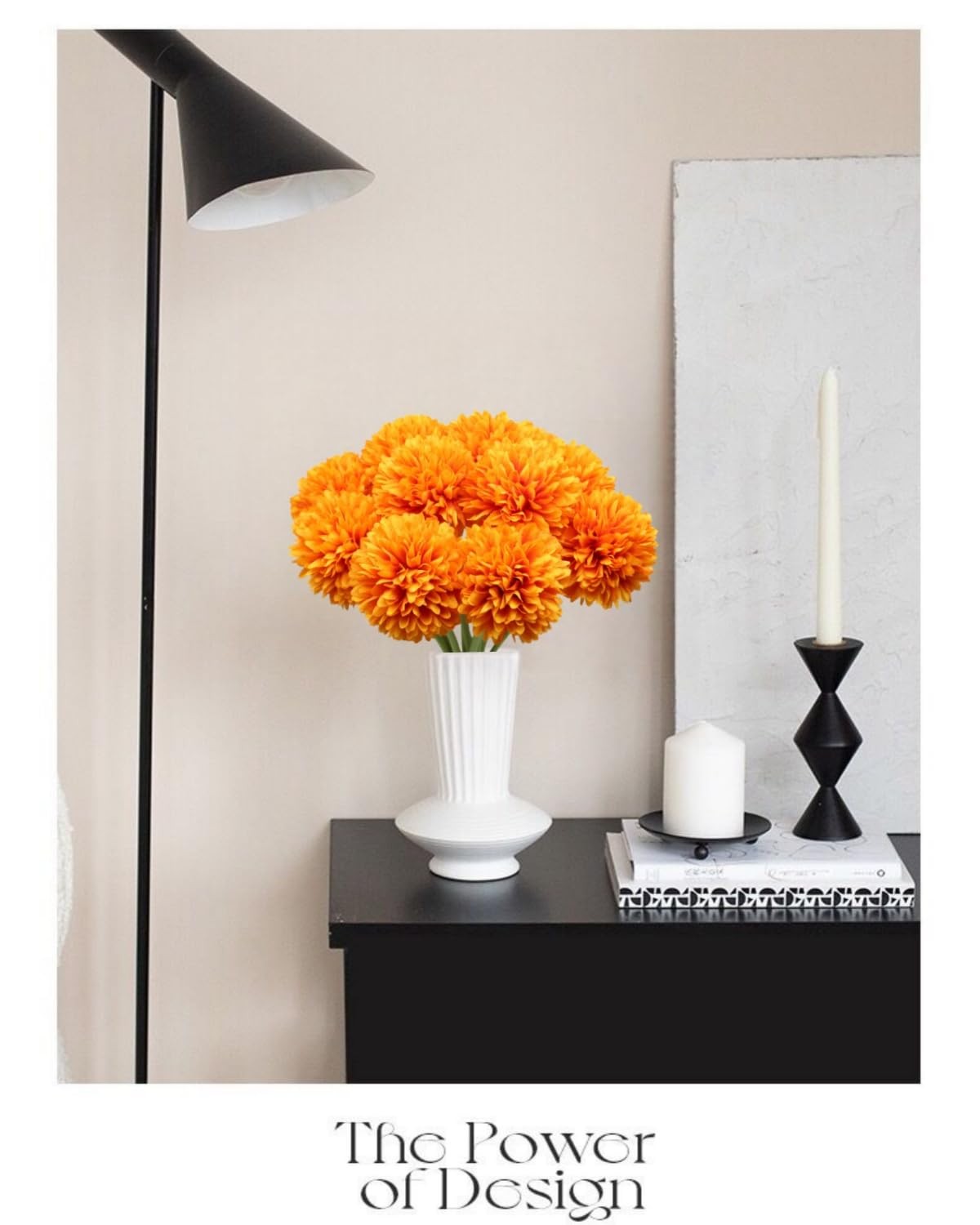 Artificial Silk Faux Chrysanthemum Flower Bouquets Orange Fall 12 PCS