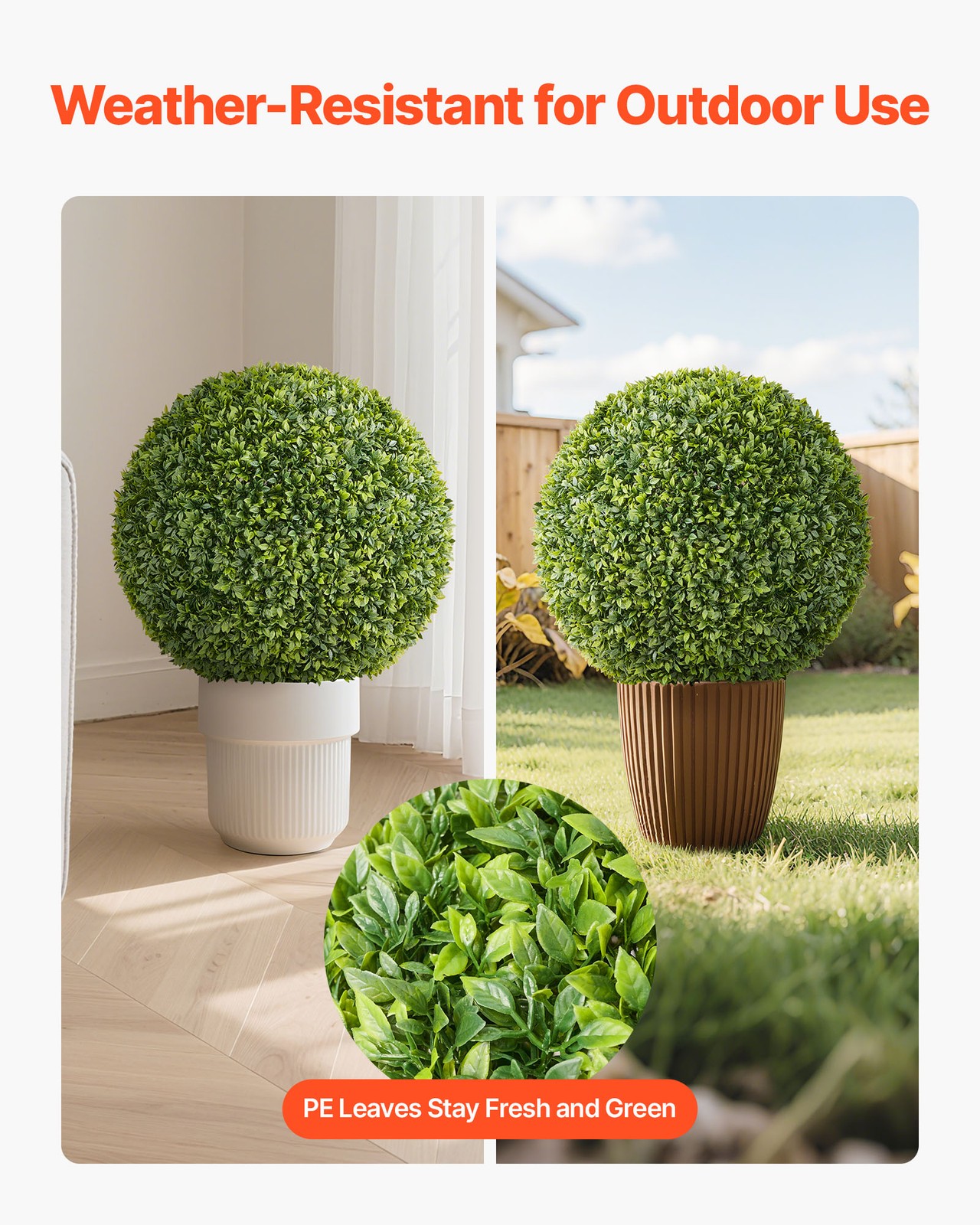 VEVOR Artificial Topiary Ball 23 Inch Faux Boxwood Plant Home Garden Wedding