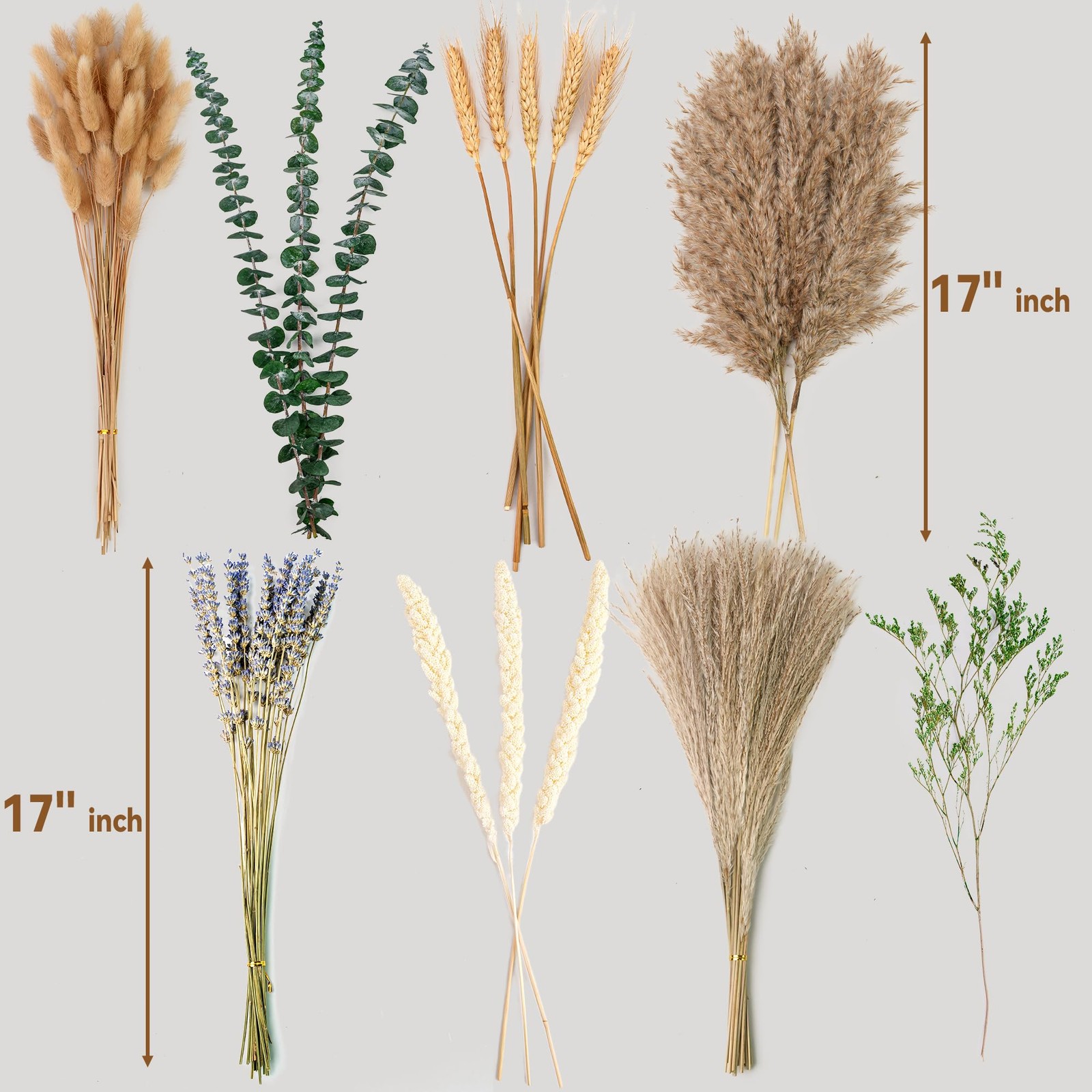 Boho Dried Flower Bouquet – Pampas Grass Bouquet with Lavender, Eucalyptus, W…