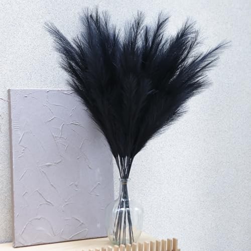 Faux Pampas Grass Tall, 9 PCS 43”/ 110 cm Large Pampas Grass Decor, Fake Black