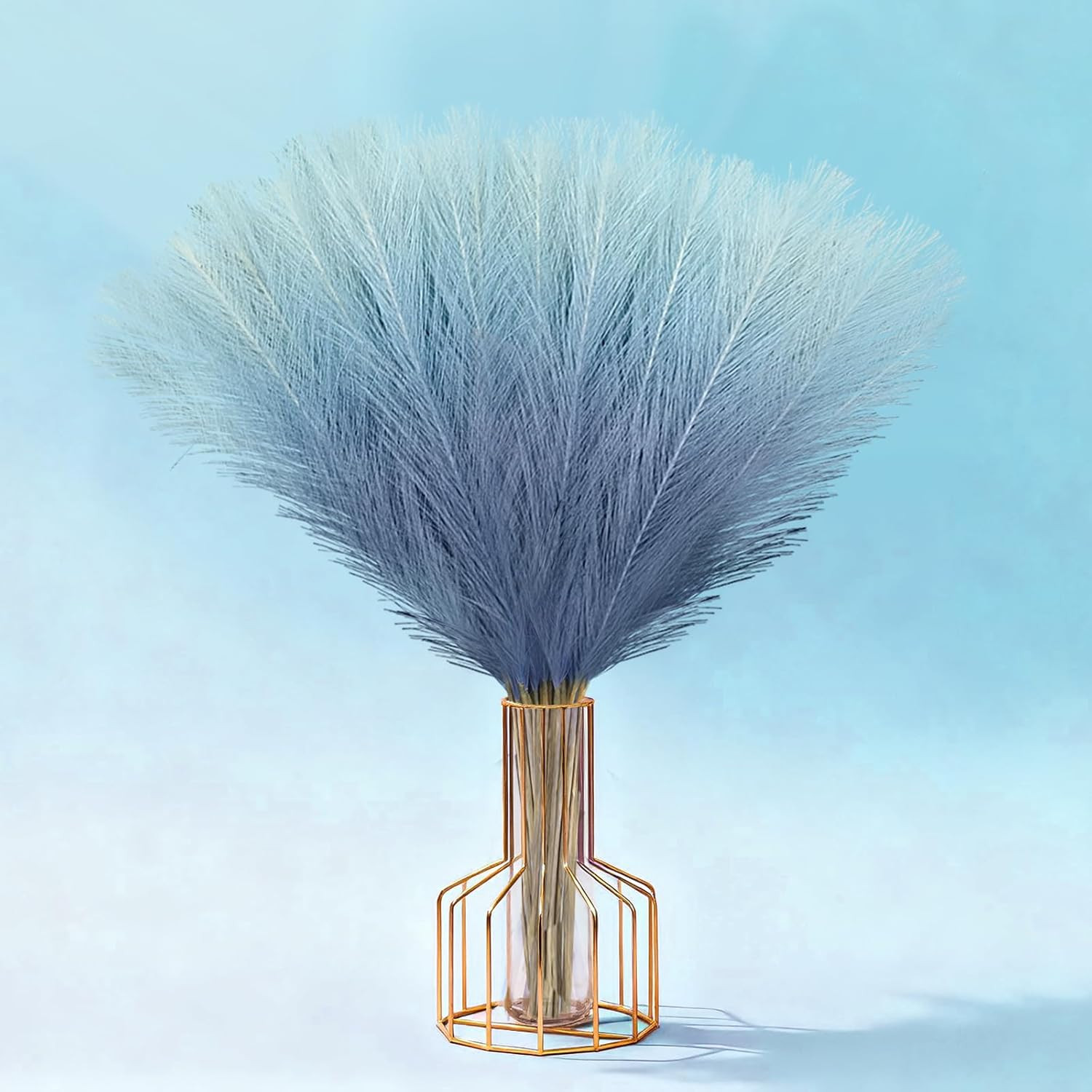 Light Blue Pampas Grass Decor, 50Pcs 21.6 Inch Artificial Faux Pompas Grass Smal