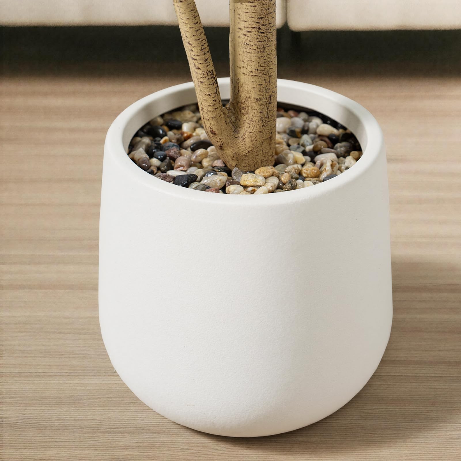 Faux Fiddle Leaf Fig Tree 6ft Tall Indoor Fake Tree in White Pot with 106 Lea…