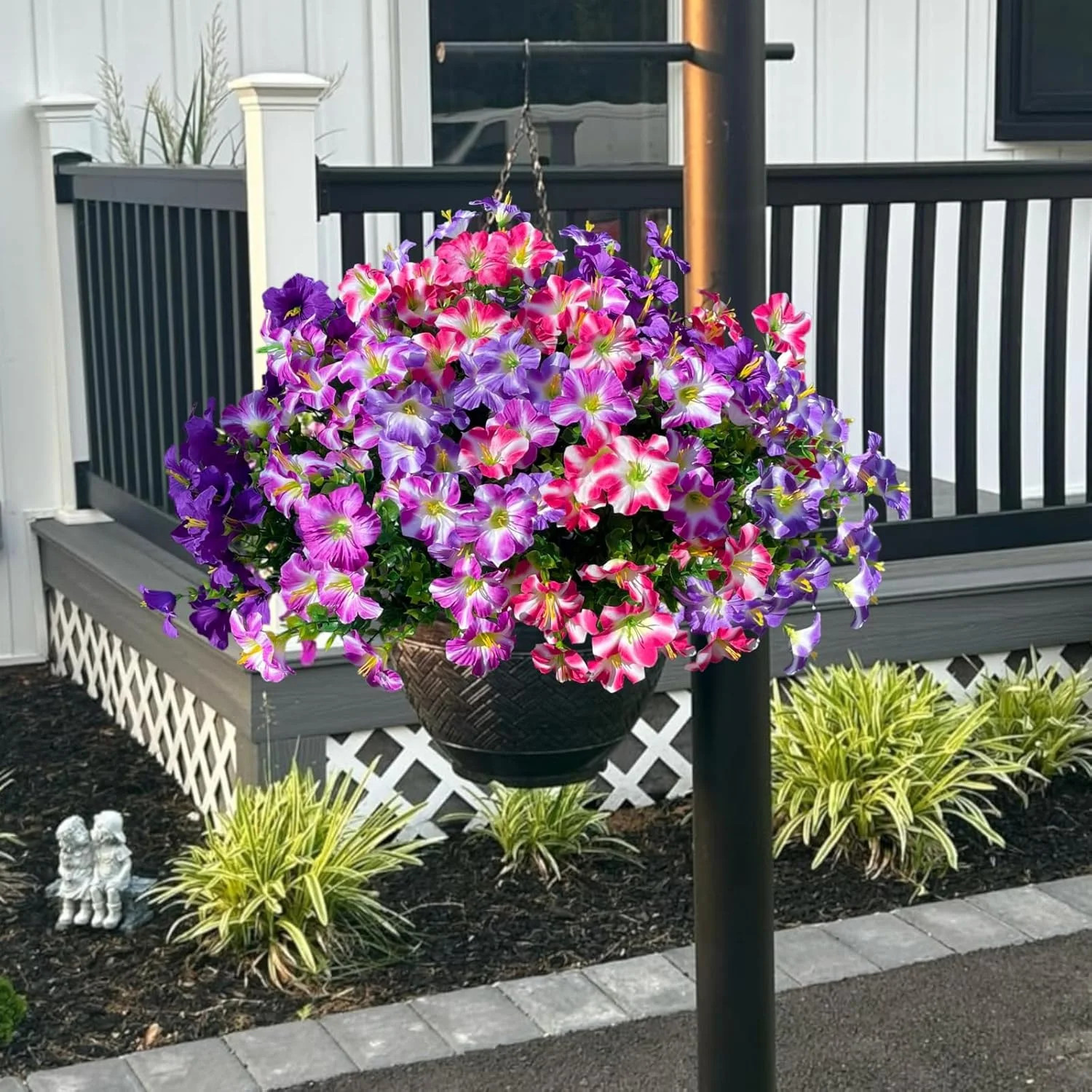 12 Bundles Artificial Petunia Flowers UV Resistant Faux Outdoor Garden Decor