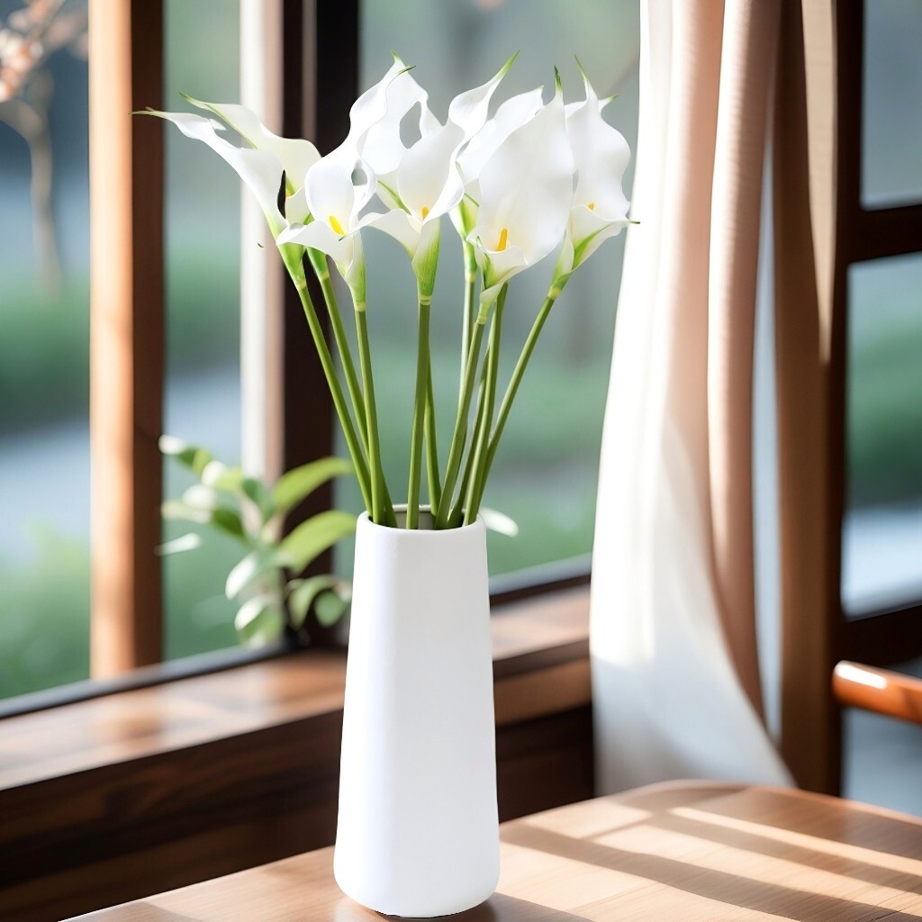 10pcs Calla Lily Artificial Bouquet with long -stems realistic white purple mix