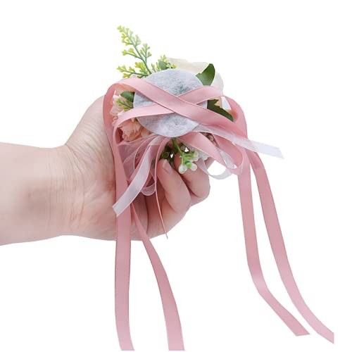 2 Pack Champagne Flower Wrist Corsage Boutonniere Set,3″ Artificial Rose Carn…
