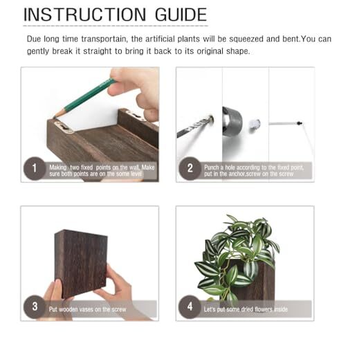 5-inch Wood Wall Planter Vase with Artificial Plants Wall Decor, 5 inch Brown