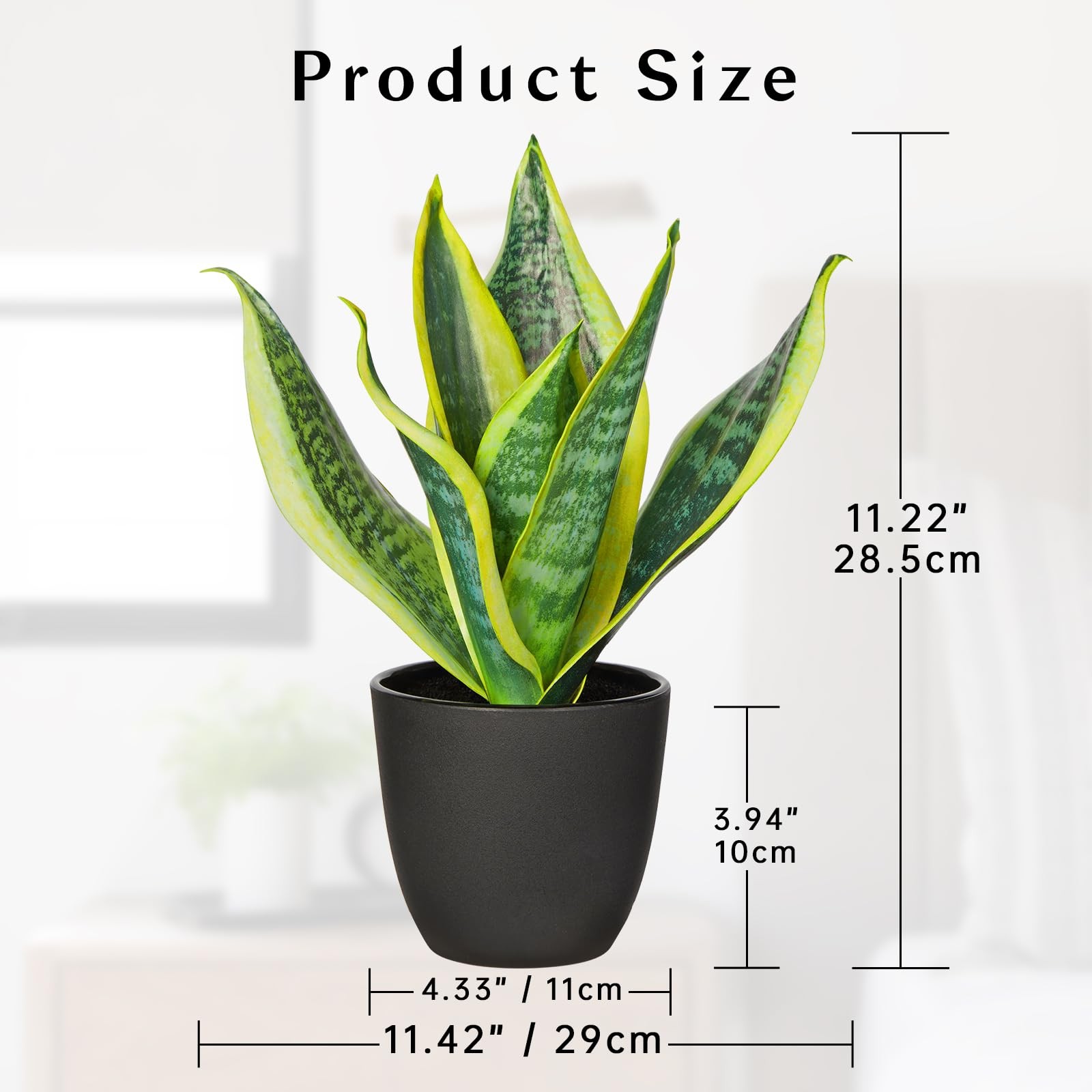 Fake Plant 11.22 Inch Fake Snake Plant Artificial Plants Indoor Sansevieria F…