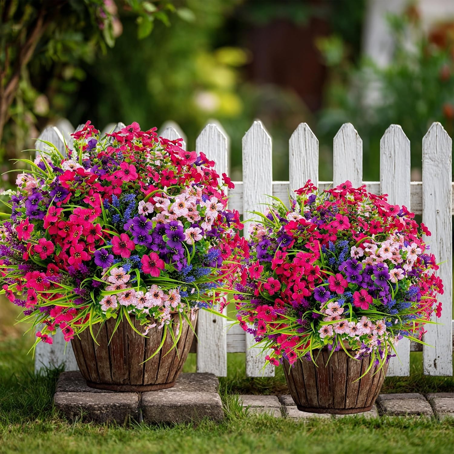 Vibrant UV Protected Faux Flowers – 16 Bundles for Elegant Outdoor Spaces