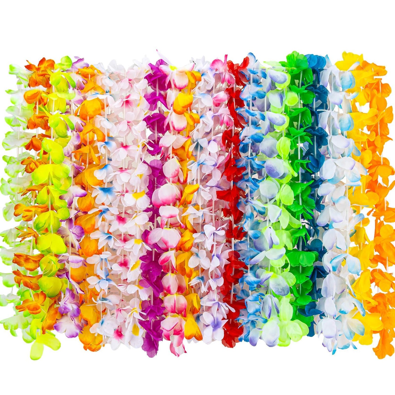24 Pcs Colorful Hawaiian Leis Tropical Flower Leis for Luau Party Summer Beach