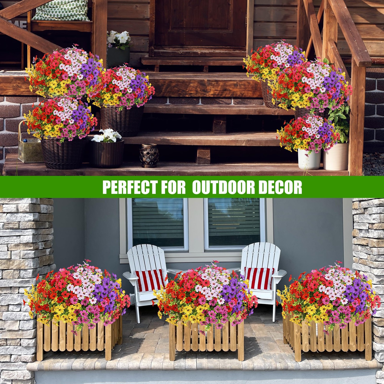 Sggvecsy Artificial Flowers for Outdoors 12 Bundles Realistic Faux Plants UV …