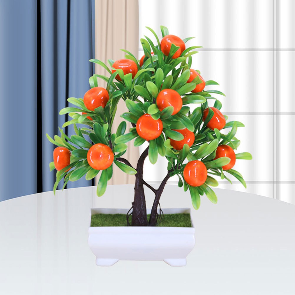 Fake Bonsai Tree Artificial Potted Fruit Tree Fruit Kitchen Decor Adornment