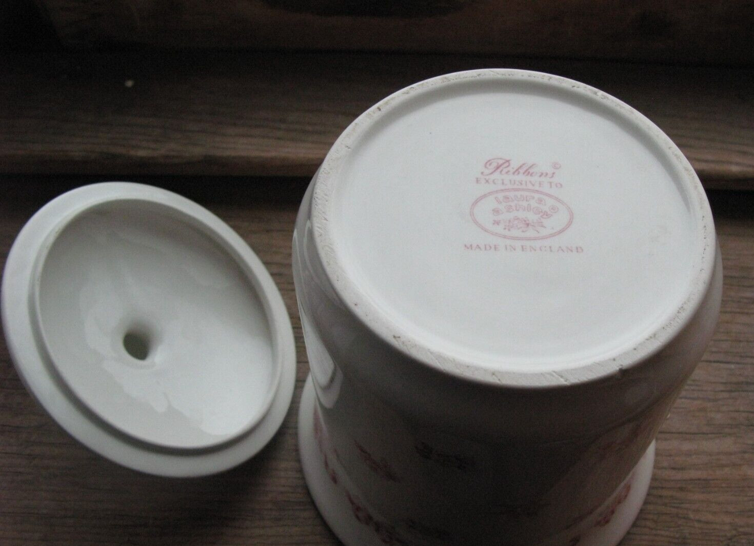 Laura Ashley Covered Jar Canister Cotton Ball Holder Pink Ribbons England SO20