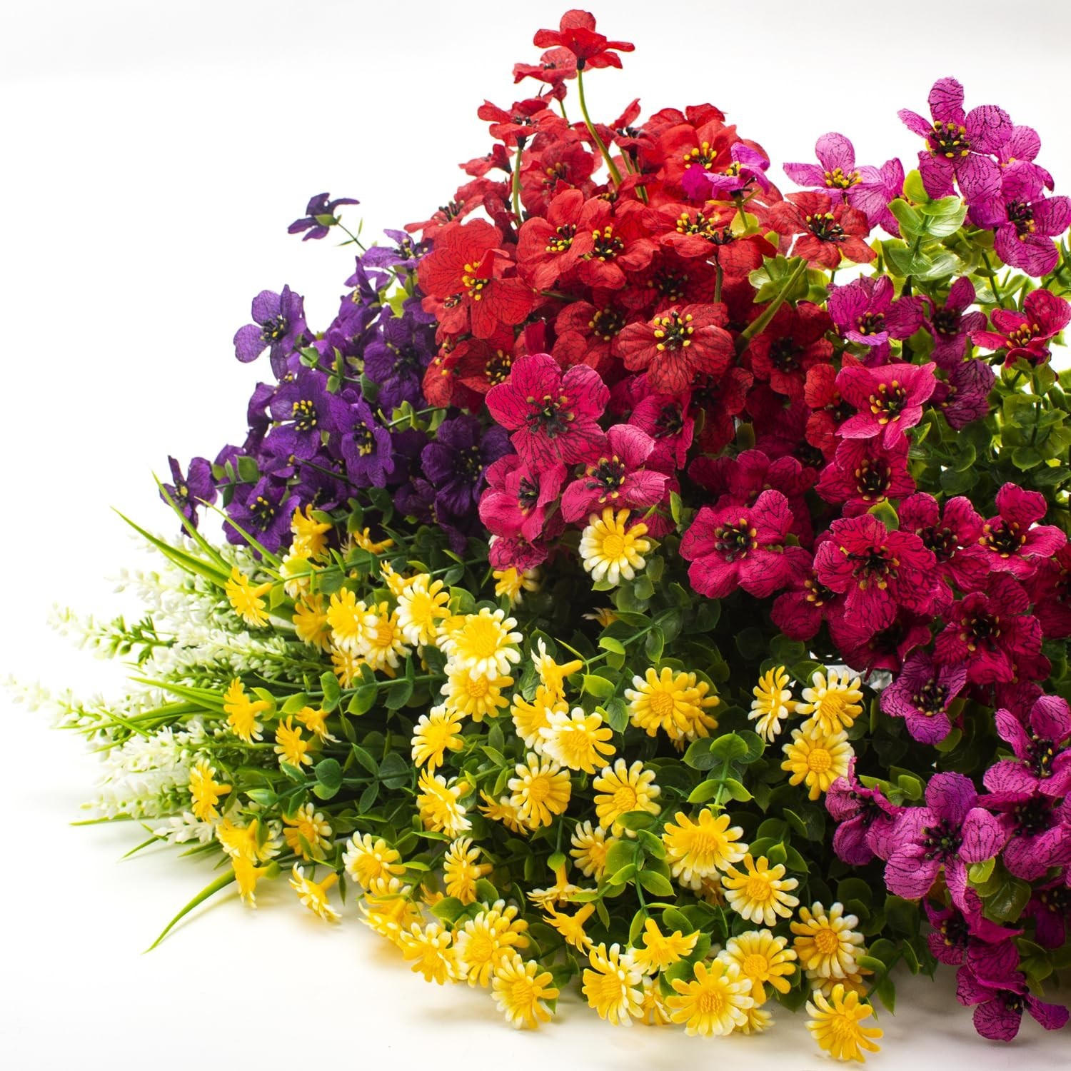 20 Bundles UV Resistant Artificial Flowers – No Fade Fake Plants for Garden, Pat