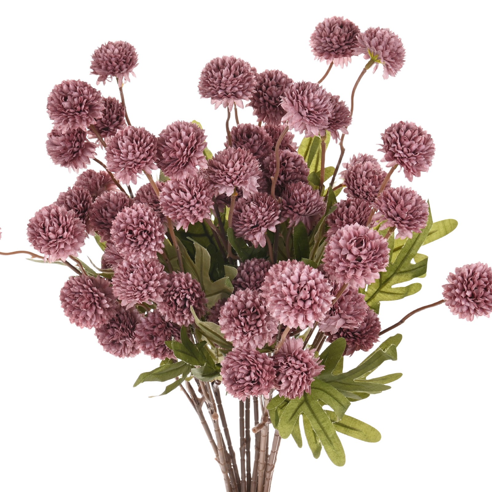 12-Pack Artificial Chrysanthemum Ball Flowers 20″ for Home Decor [Dark Brown]