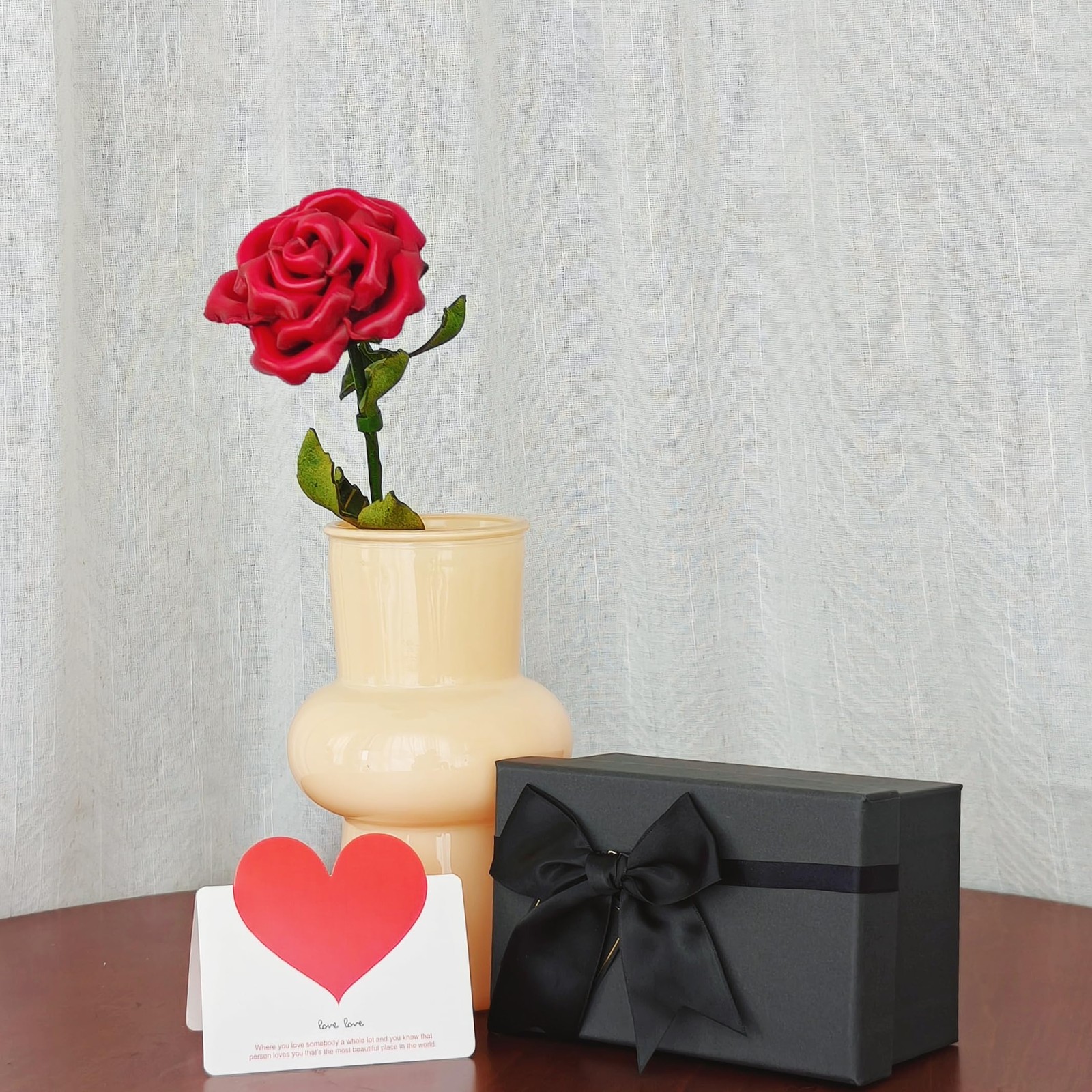 LEATHER ROSE GIFT FOR HER/HIM ON VALENTINES DAY 3RD WEDDING ANNIVERSARY LEATHER