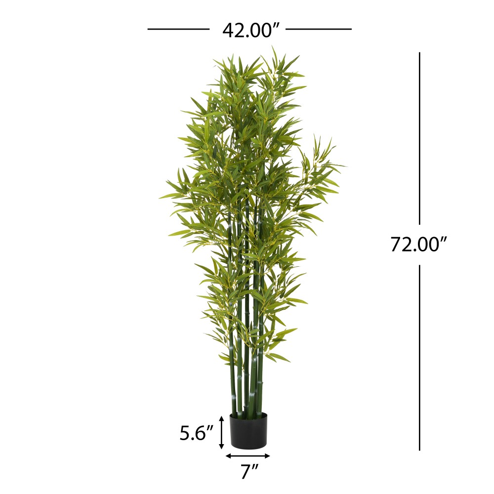 72″ Artificial Bamboo with Black Plastic Pot, Set of 2