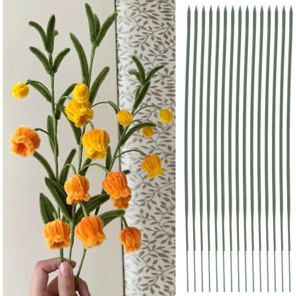 Flexible Green Floral Wire Stems 100Pcs for Crafting Artificial Flowers Home Use