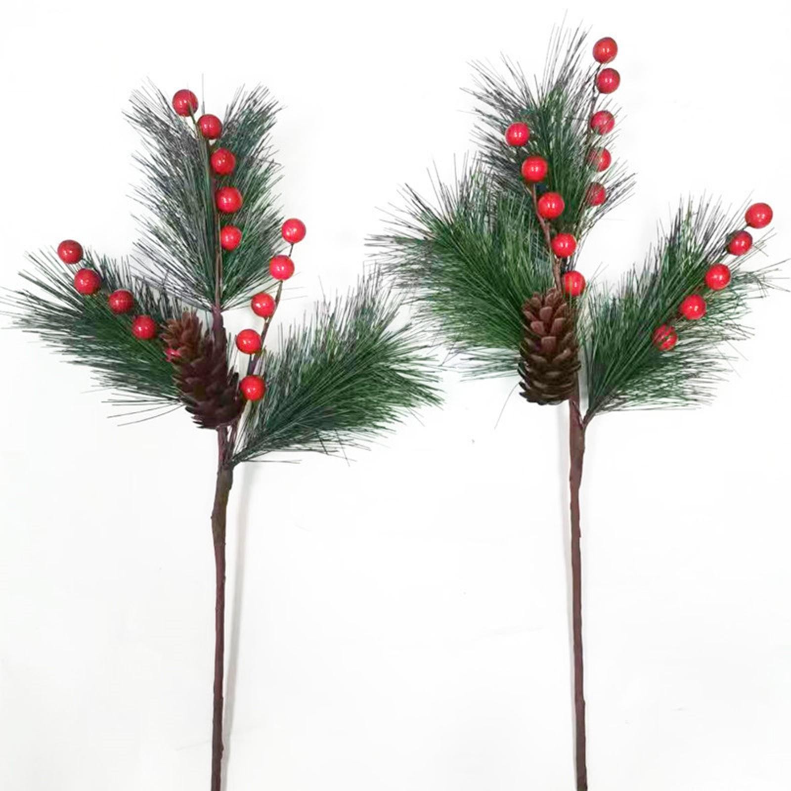 6x Artificial Floral Picks 16 inch Lifelike Artificial Red Berry Branches
