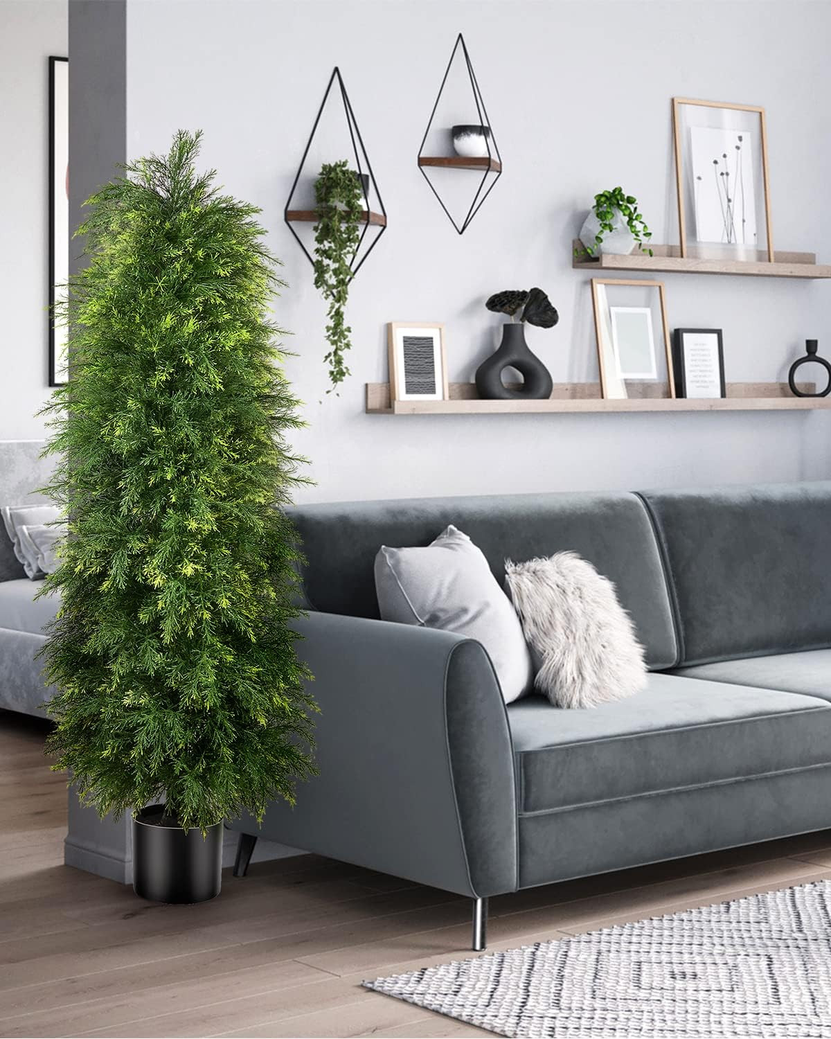 5Ft Artificial Cedar Topiary Trees – 2 Pack for Indoor/Outdoor Décor