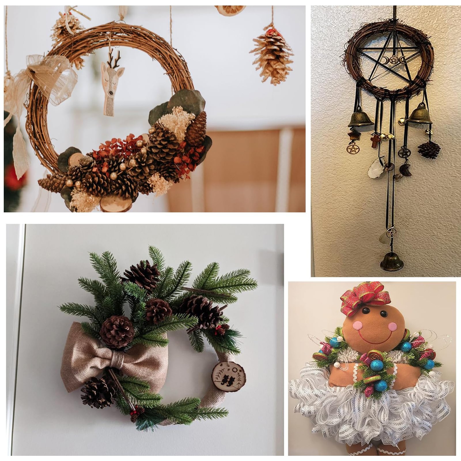 12PCS Small Round Grapevine Wreath 4Inch Rattan Wreaths for Easter Spring Candle