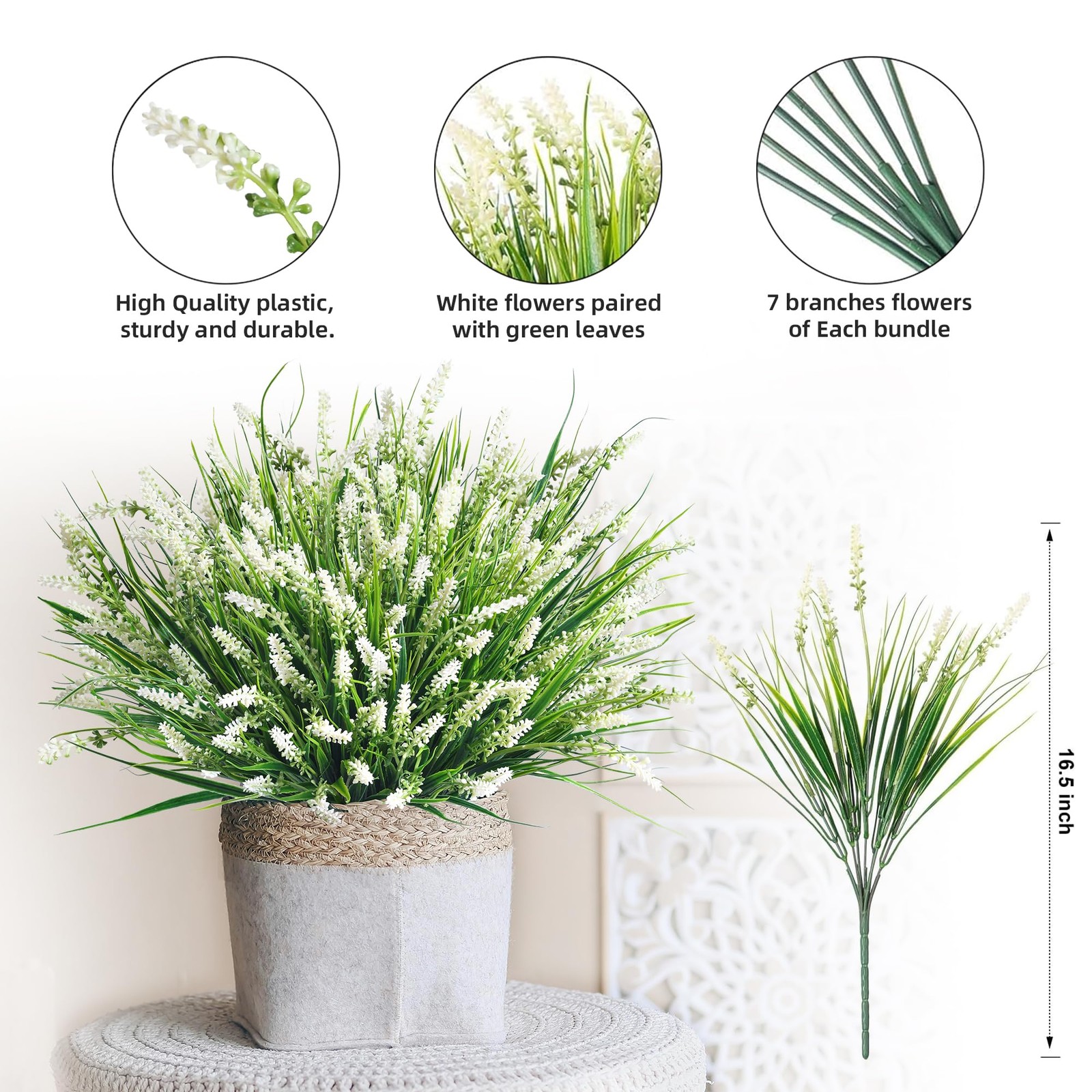 20PCS Artificial Plants Fake Flowers Monkey Grass for Outdoors,UV Resistant R…