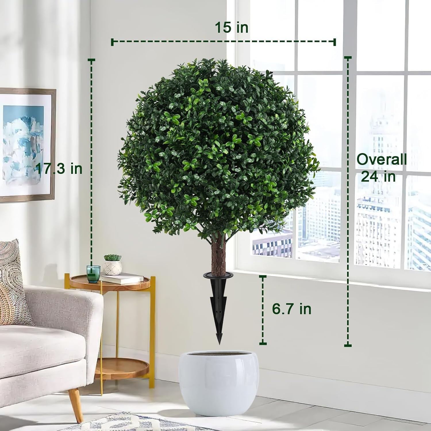 2 Pack UV Resistant Artificial Boxwood Plants Outdoor Topiary | Ultra Realist…