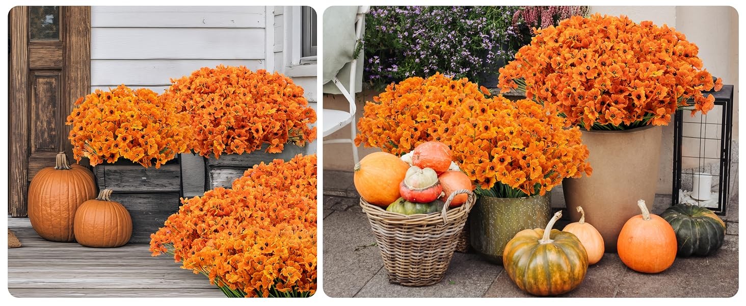24 Bundles Artificial Flowers for Outdoors/Indoors, Fake Flowers Plants for