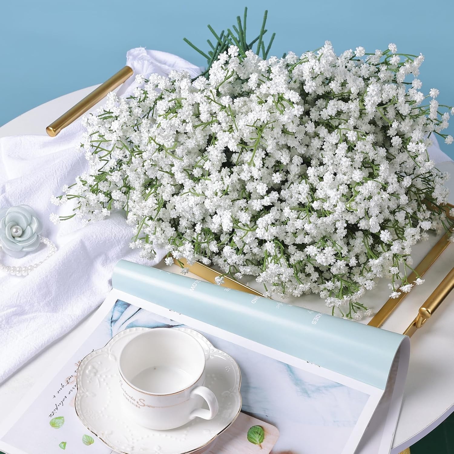 Versatile 18 Pcs White Baby’s Breath Flowers for Indoor & Outdoor Settings