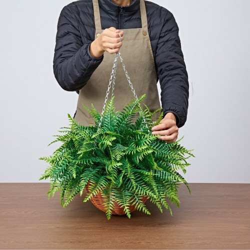 Artificial Ferns, 2 Pcs Fake Hanging Boston Fern Bush Plant with 23 Inch Hanging